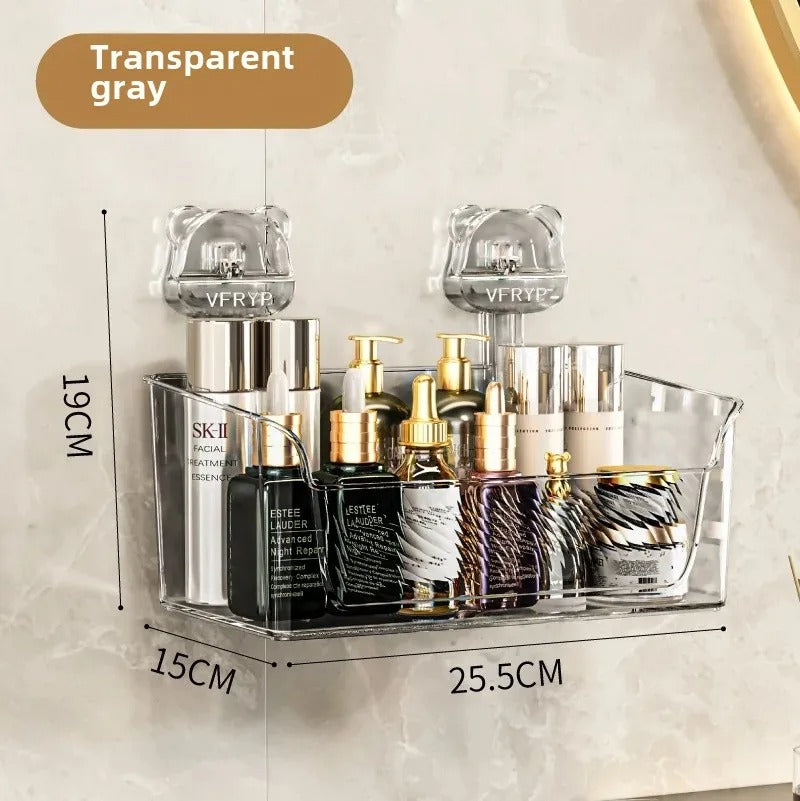 Suction Cup Storage Rack with Drainage Hole | Space-Saving Bathroom Organiser