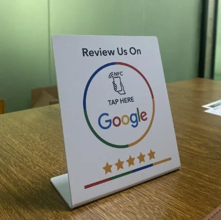 NFC Google Review Display โ Programmable 13.56MHz Table Stand for Easy Review Collection