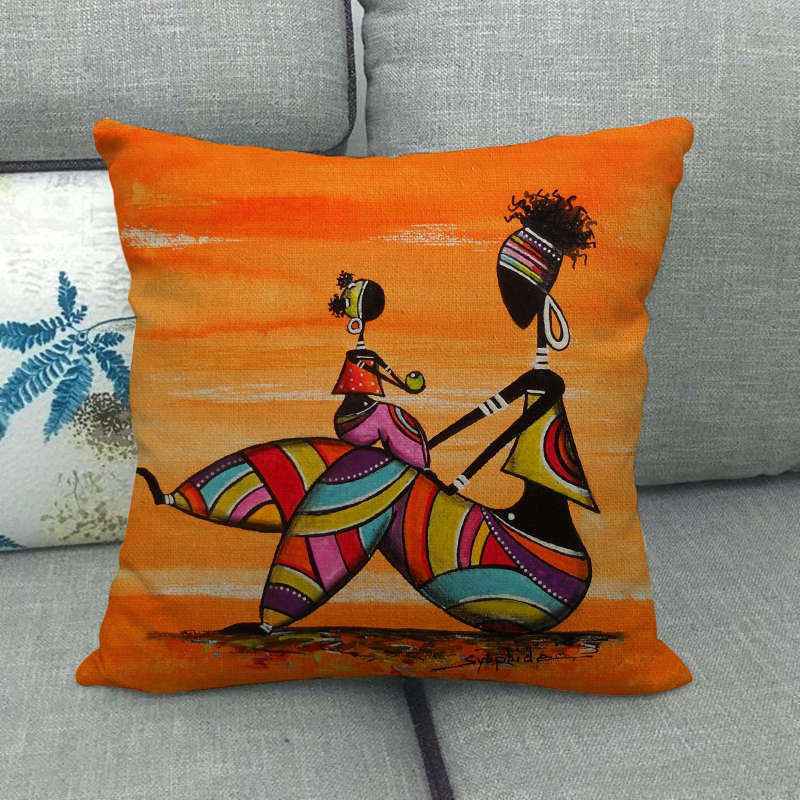 18" African Woman Home Decor Pillow Case Gallery Exotic Restaurant Cushion Cover