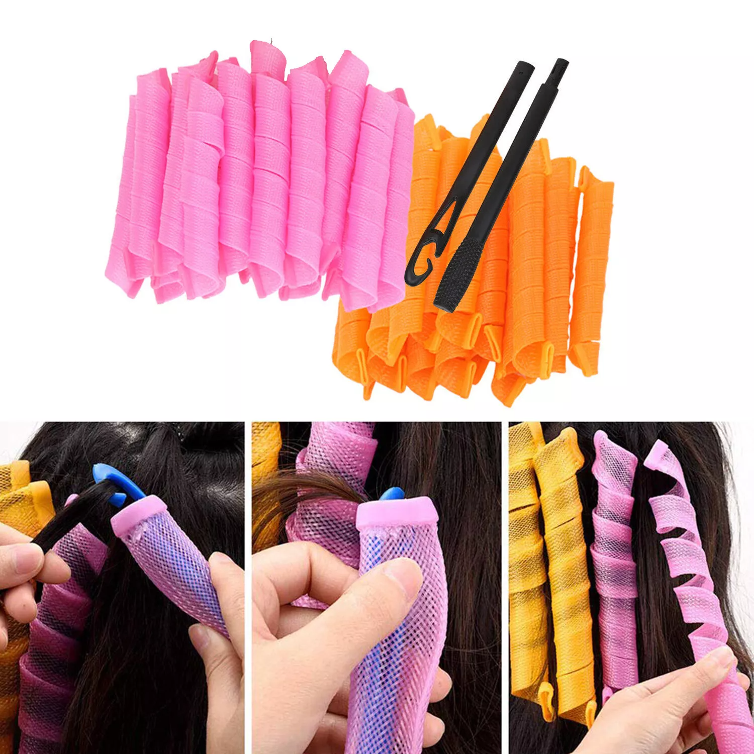 HEATLESS CURLING IRON KIT WITH 18 WAVE ROLLERS