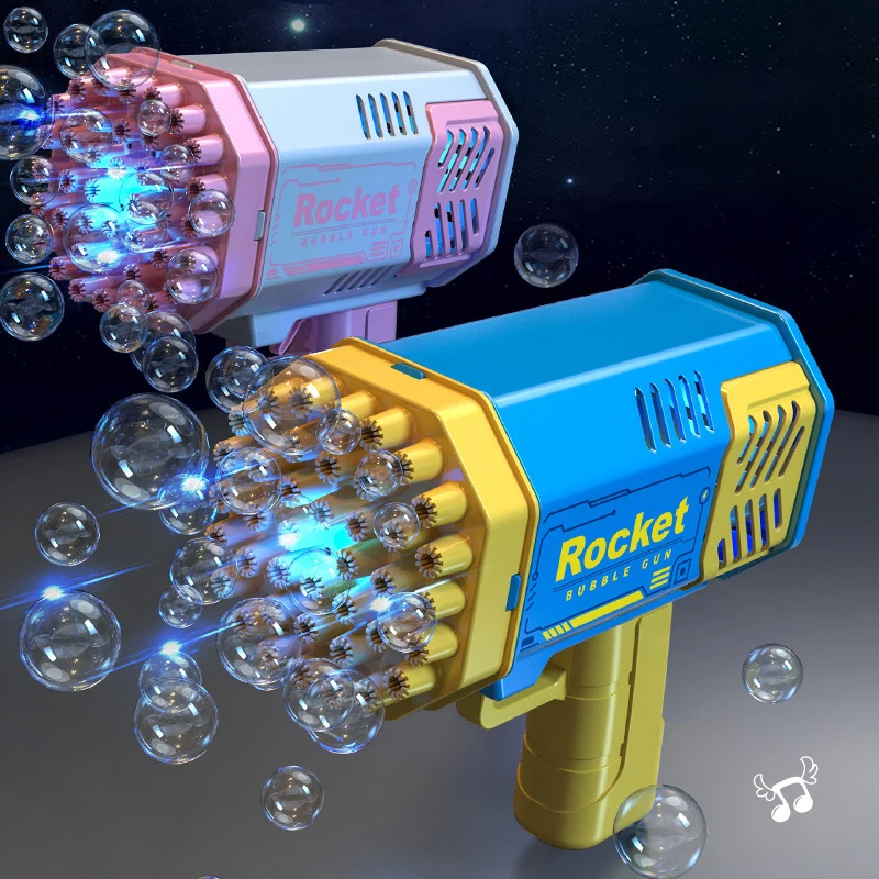 Upgraded Bubble Gun Machine with 40-Hole and Light