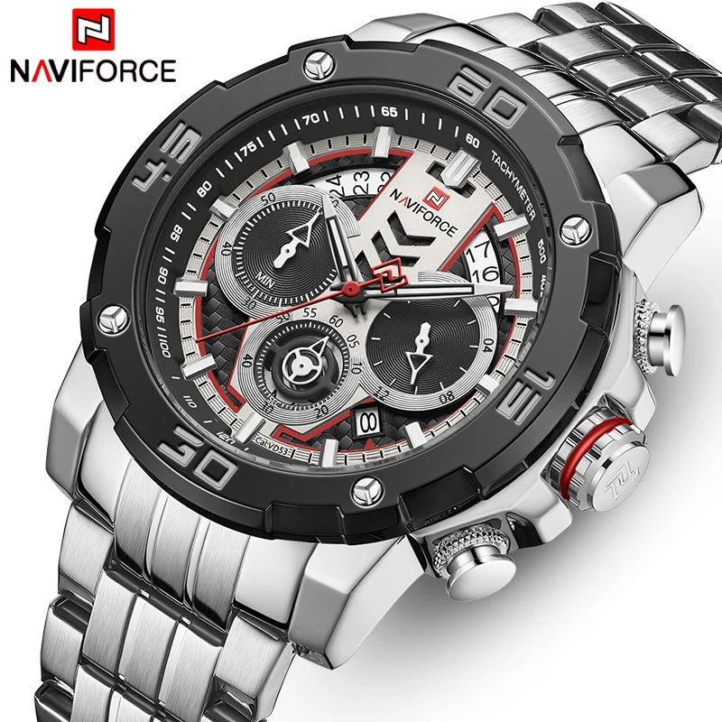 NAVIFORCE Men NF9175SB Luxury Luminous Sport Chronograph Watch