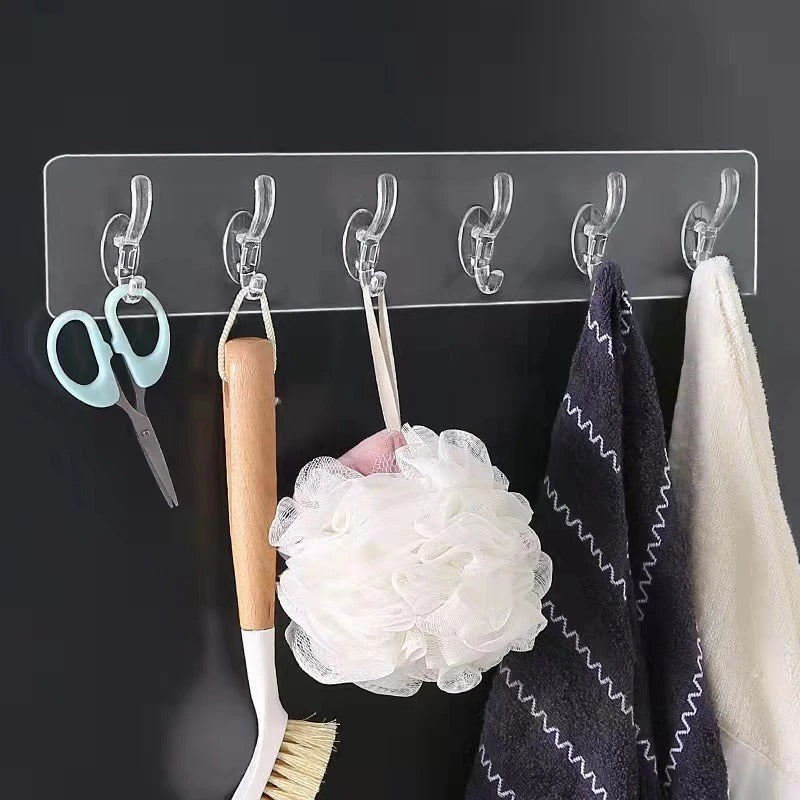 Transparent Wall-mounted 6 Hook