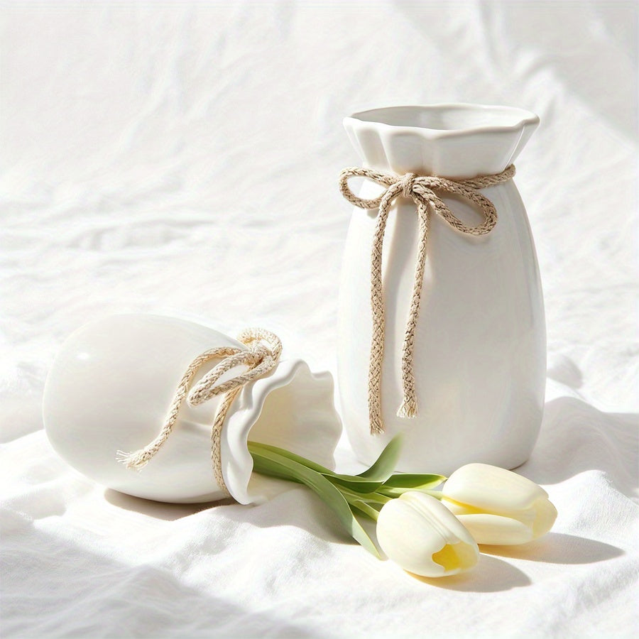 Elegant Bow Decorative Vase Set – 2 Pieces