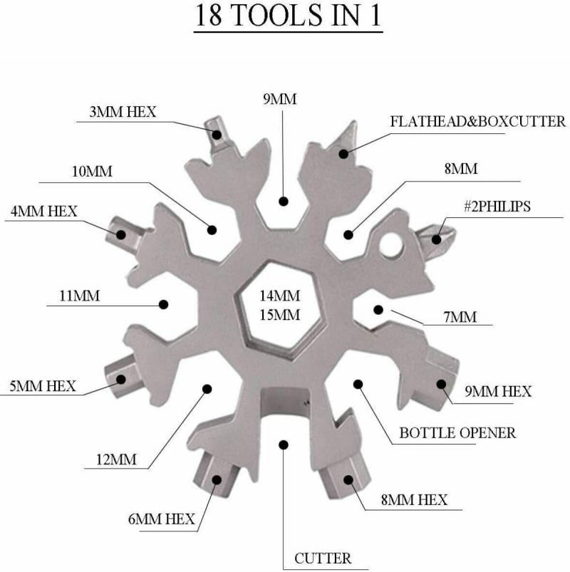 18-in-1 Snowflake Multi-Function Tool