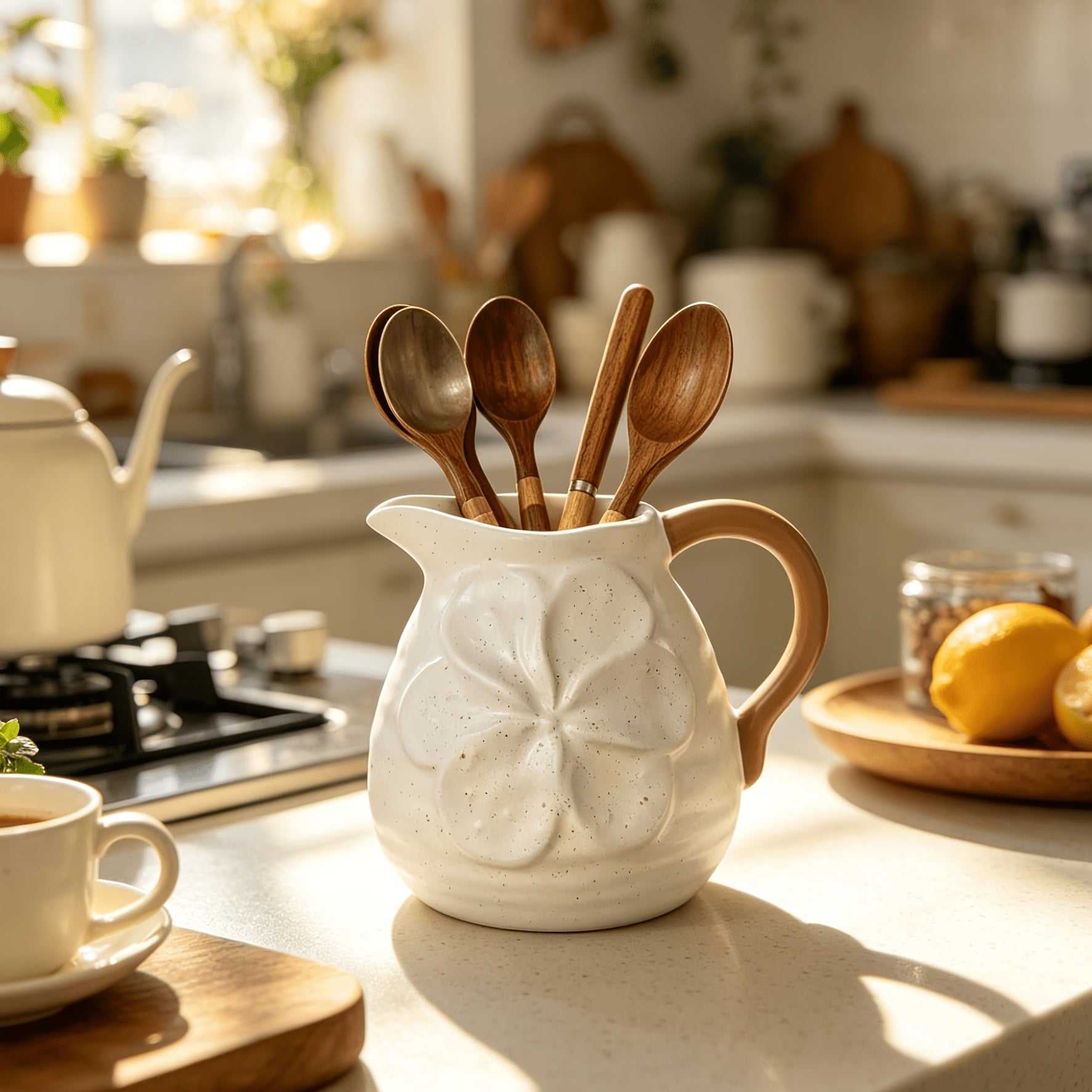 Daisy Embossed Resin Organiser Pot