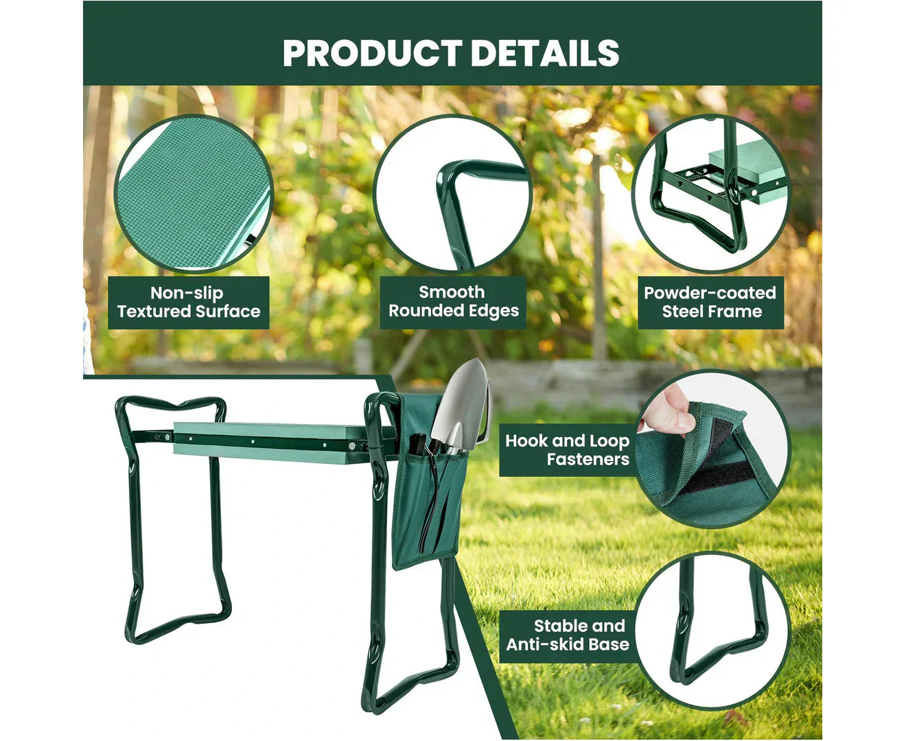 Garden Kneeler and Seat with Tool Bag