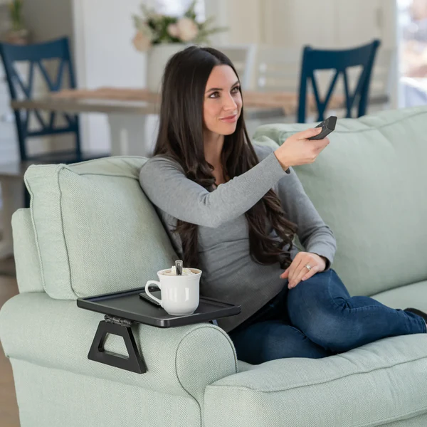 Portable Wooden Folding Sofa Tray Table | Armrest Clip-On Snack Tray