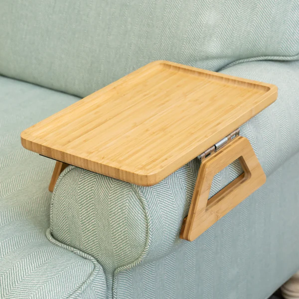 Portable Wooden Folding Sofa Tray Table | Armrest Clip-On Snack Tray