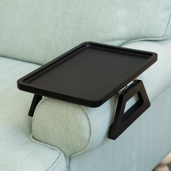 Portable Wooden Folding Sofa Tray Table | Armrest Clip-On Snack Tray