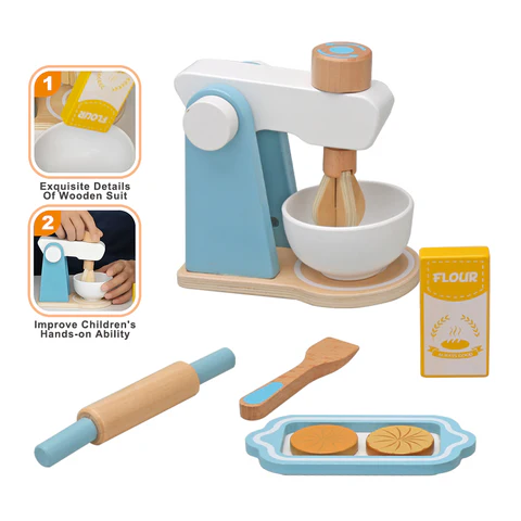 Delightful Wooden Food Processor Toy | Enhance Creativity & Coordination (8pcs)