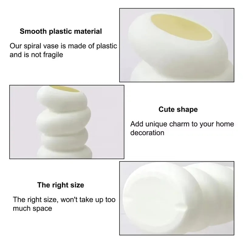 Nordic Spiral White Vase | Modern Decorative Flower Vase for Home Décor