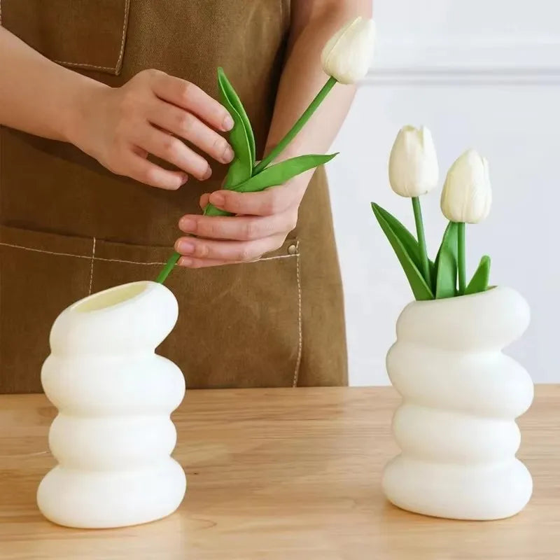 Nordic Spiral White Vase | Modern Decorative Flower Vase for Home Décor