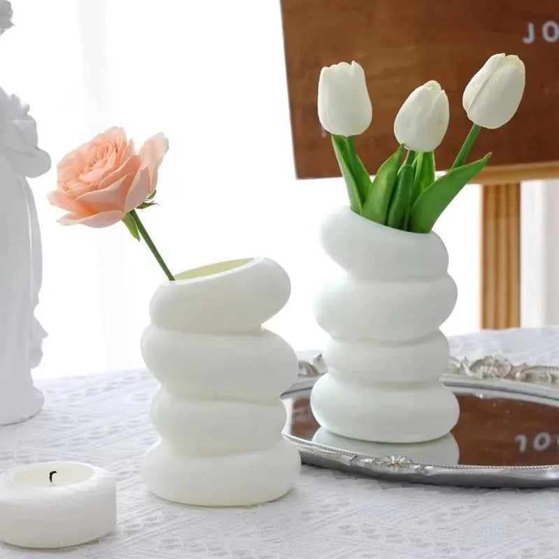 Nordic Spiral White Vase | Modern Decorative Flower Vase for Home Décor