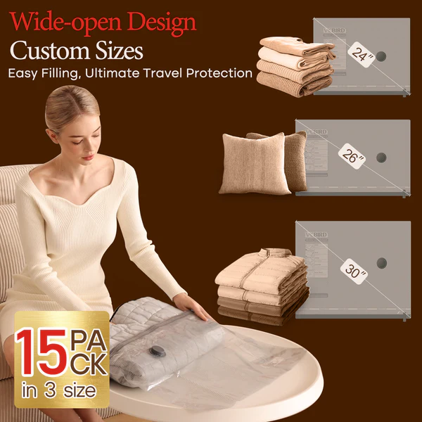 Cordless Travel Vacuum Compressor with Storage Bag Set