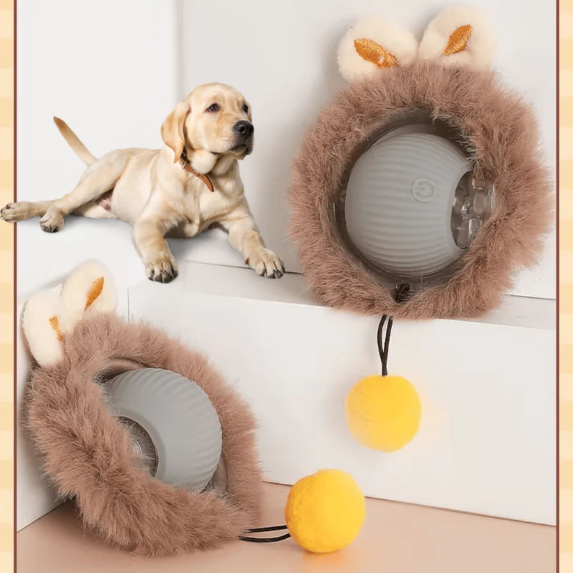 PAWJOY | INTERACTIVE TOY BALL WITH FUR FOR DOGS