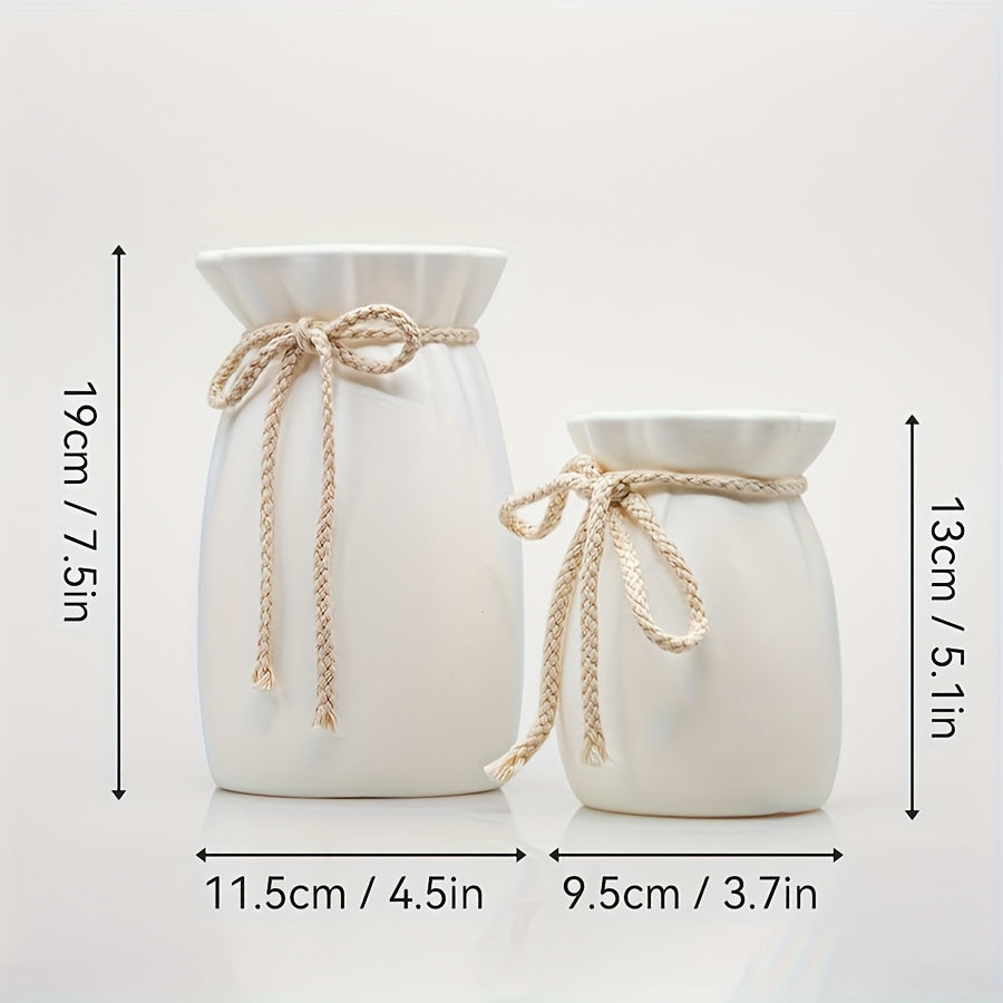 Elegant Bow Decorative Vase Set – 2 Pieces