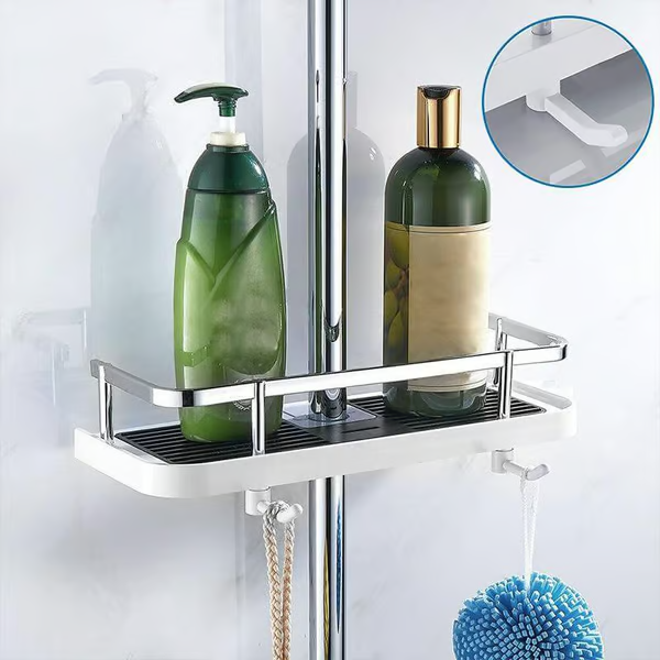 Space-Saving Shower Rod Storage Shelf