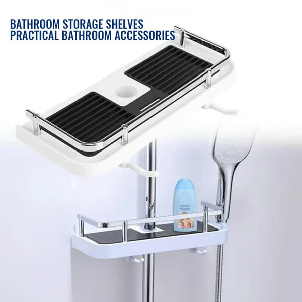 Space-Saving Shower Rod Storage Shelf