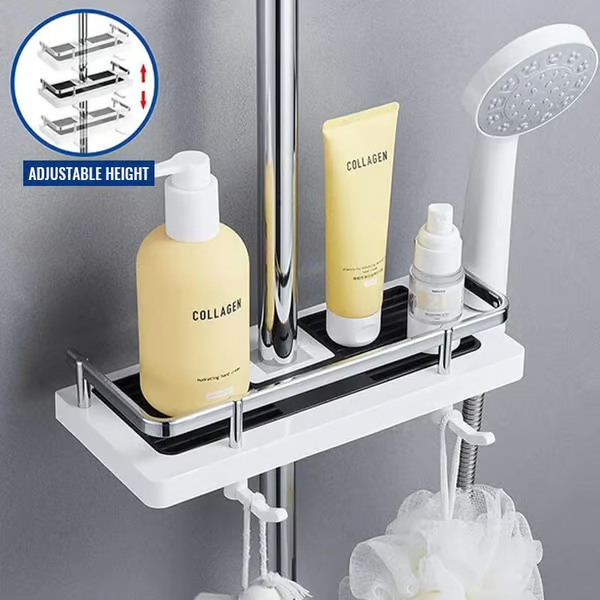 Space-Saving Shower Rod Storage Shelf