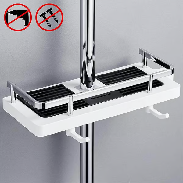 Space-Saving Shower Rod Storage Shelf