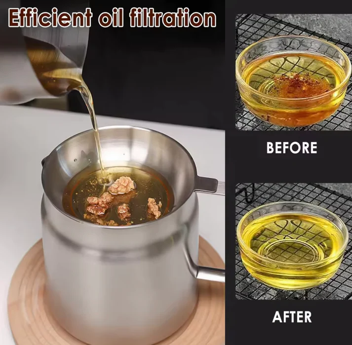 STAINLESS STEEL OIL FILTER JAR | EFFICIENT & DURABLE KITCHEN TOOL