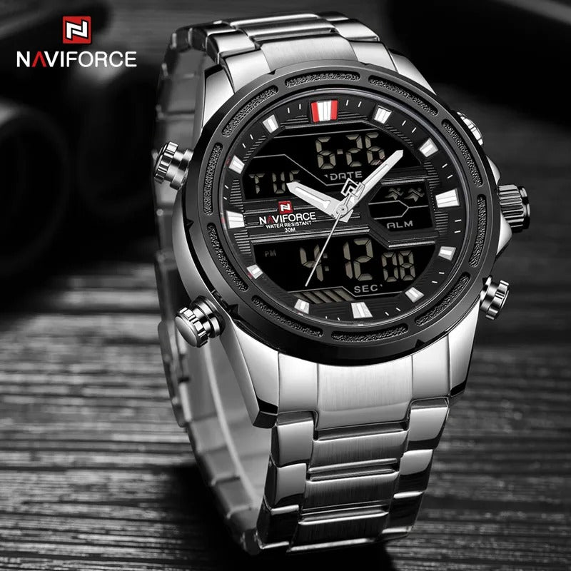 NAVIFORCE Men NF9138 Analog Fashion Military Chrono EL Watch