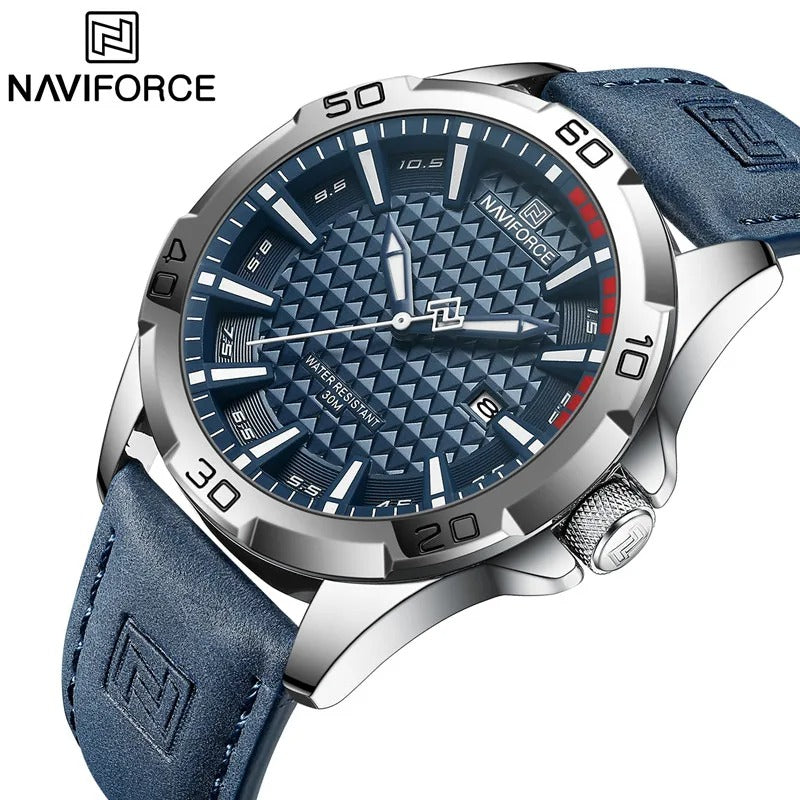 NAVIFORCE Men NF8023 Fashion Quartz Leather Strap Sport Waterproof Watch