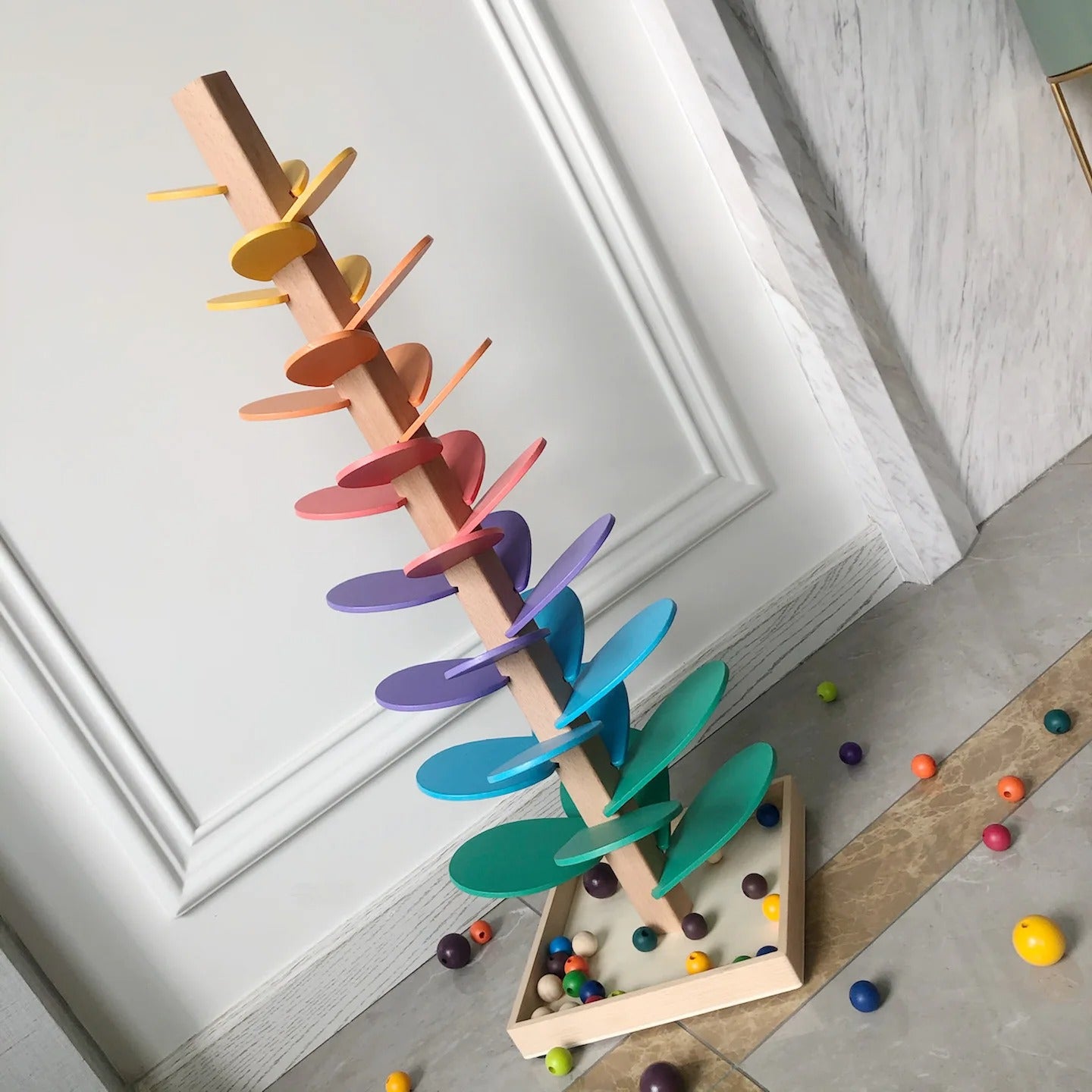 RainbowWhirl Marble Wooden Tower