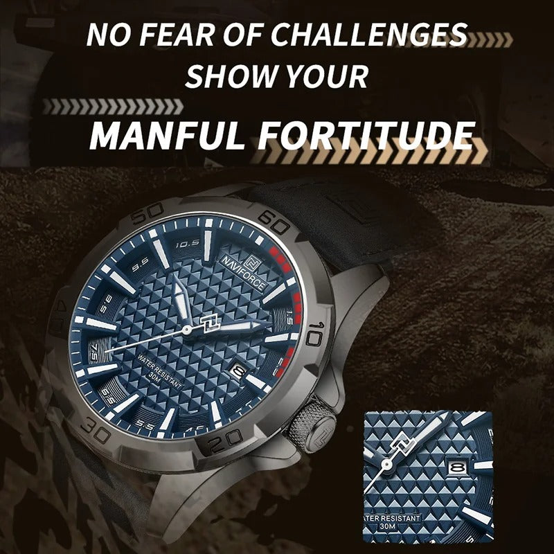 NAVIFORCE Men NF8023 Fashion Quartz Leather Strap Sport Waterproof Watch