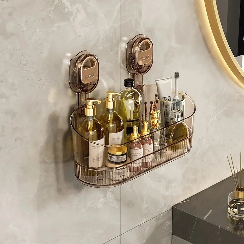 Suction Cup Storage Rack with Drainage Hole | Space-Saving Bathroom Organiser