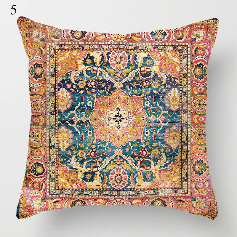 Ethnic Boho Mandala Print Linen Throw Pillow Case Sofa Cushion Cover Home Decor#