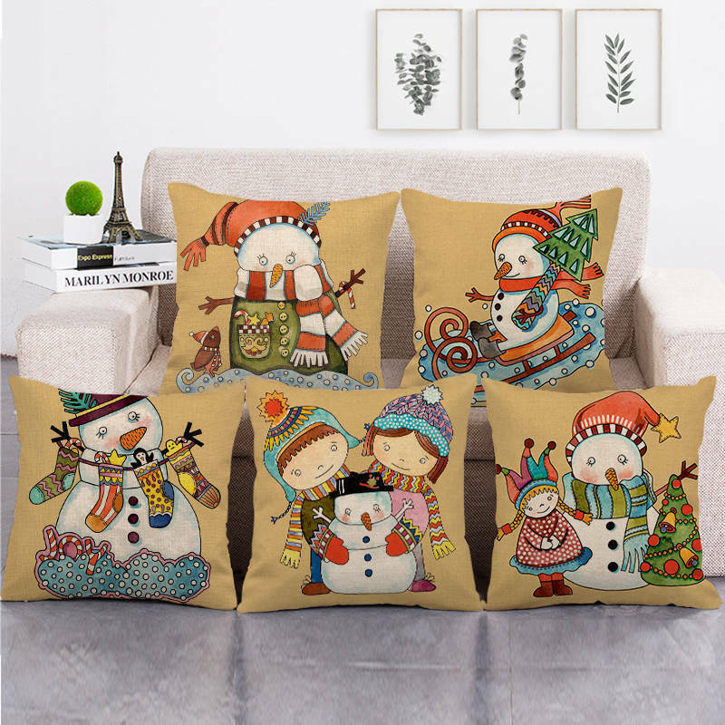 18" Cojines Merry Xmas Couch Throw Pillow Cover Case Home Sofa Decor Pillowslip