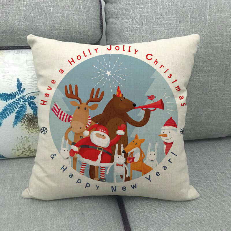 18" Cojines Merry Xmas Couch Throw Pillow Cover Case Home Sofa Decor Pillowslip