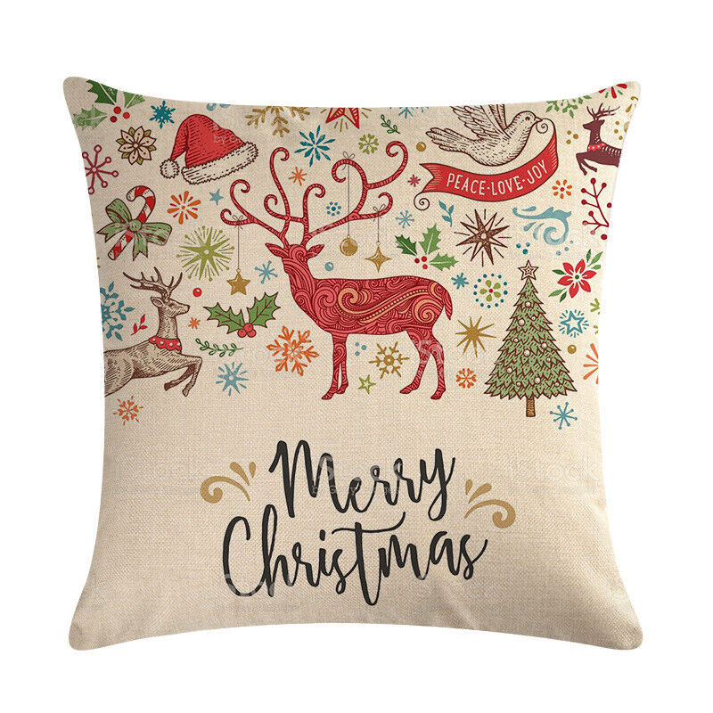 18" Cojines Merry Xmas Couch Throw Pillow Cover Case Home Sofa Decor Pillowslip