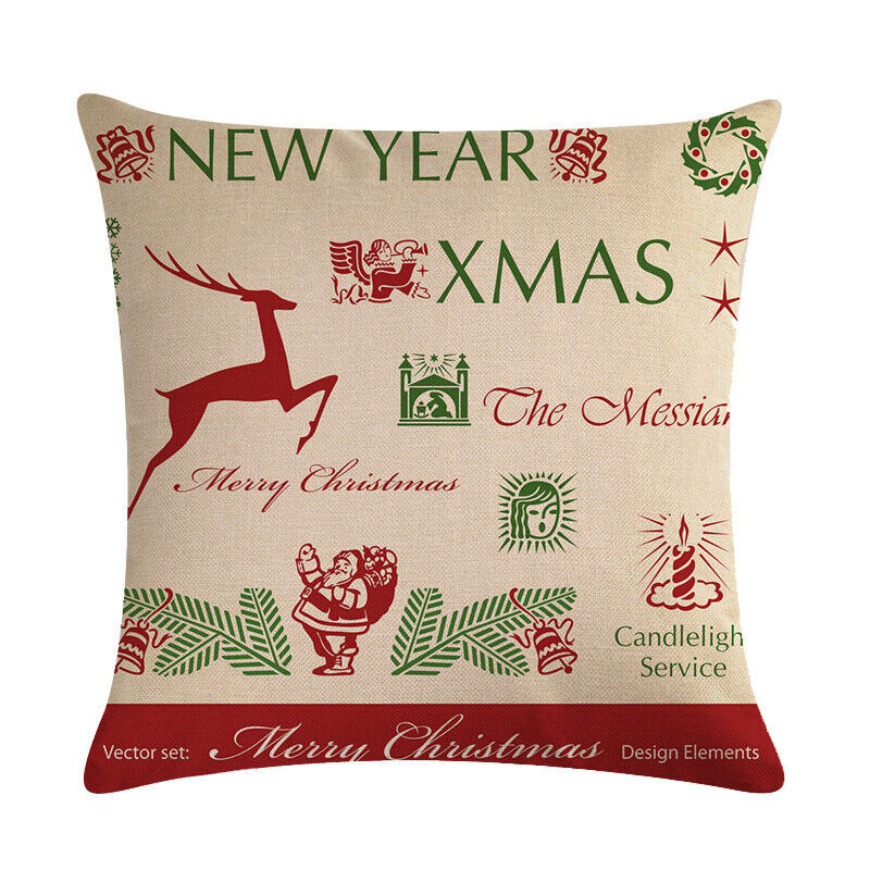 18" Cojines Merry Xmas Couch Throw Pillow Cover Case Home Sofa Decor Pillowslip