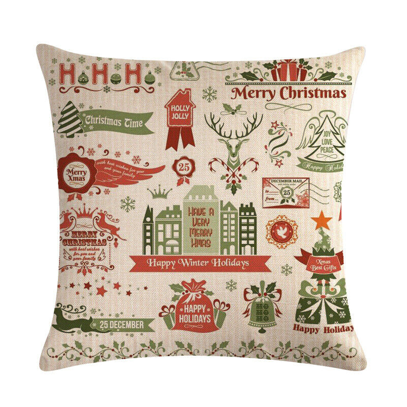 18" Cojines Merry Xmas Couch Throw Pillow Cover Case Home Sofa Decor Pillowslip