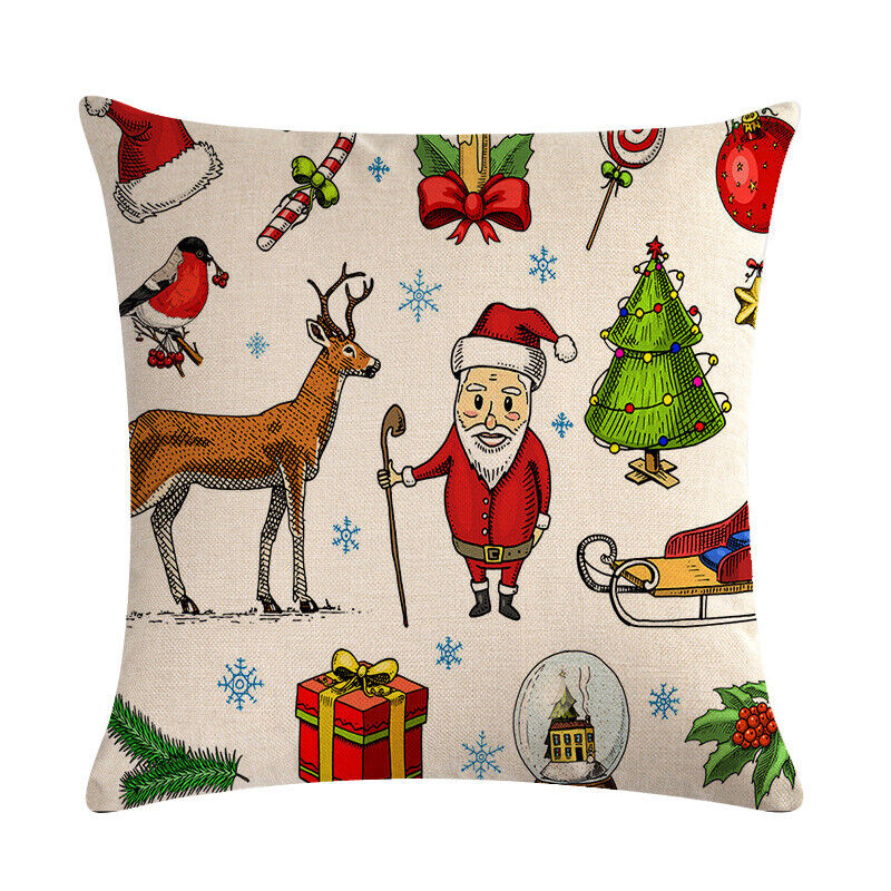 18" Cojines Merry Xmas Couch Throw Pillow Cover Case Home Sofa Decor Pillowslip