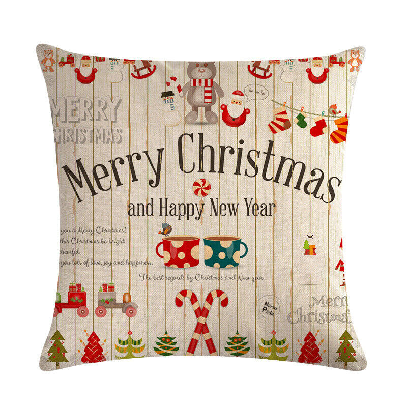 18" Cojines Merry Xmas Couch Throw Pillow Cover Case Home Sofa Decor Pillowslip