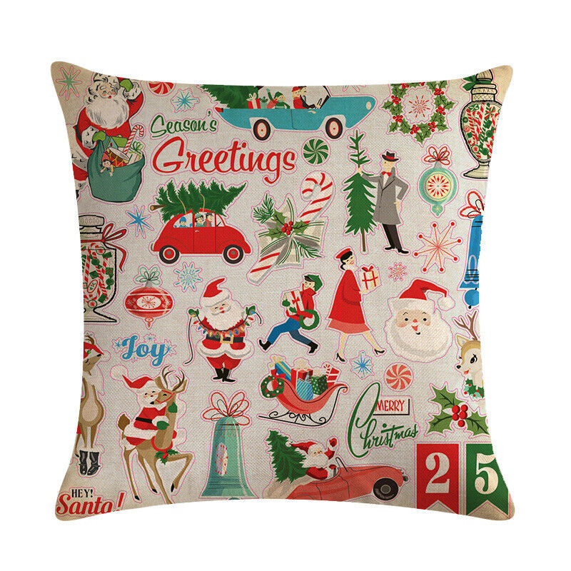 18" Cojines Merry Xmas Couch Throw Pillow Cover Case Home Sofa Decor Pillowslip