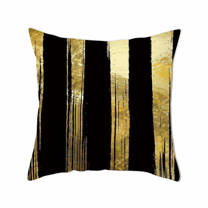 Gold Black Print Cushion Cover Geometric Throw Pillow Case Printed Pillowcase