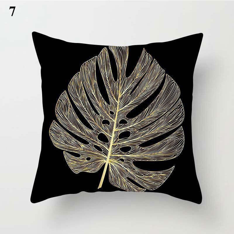 Gold Black Print Cushion Cover Geometric Throw Pillow Case Printed Pillowcase