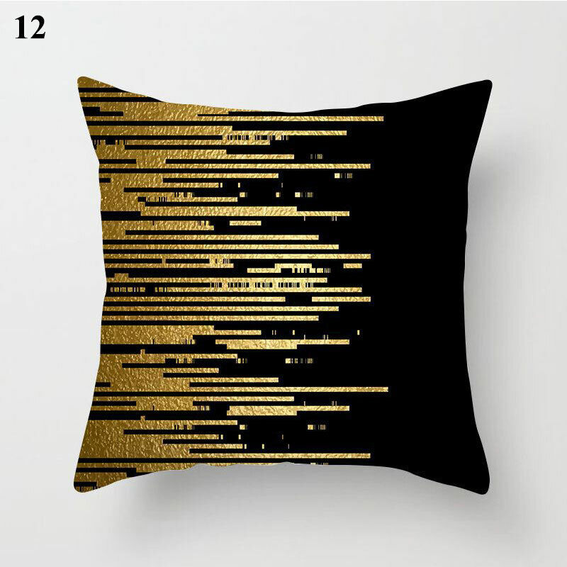 Gold Black Print Cushion Cover Geometric Throw Pillow Case Printed Pillowcase