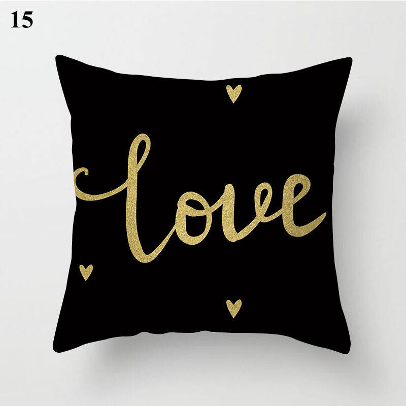 Gold Black Print Cushion Cover Geometric Throw Pillow Case Printed Pillowcase