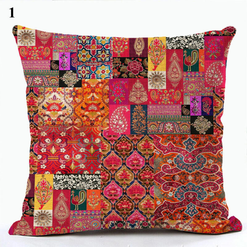 Ethnic Boho Mandala Print Linen Throw Pillow Case Sofa Cushion Cover Home Decor！