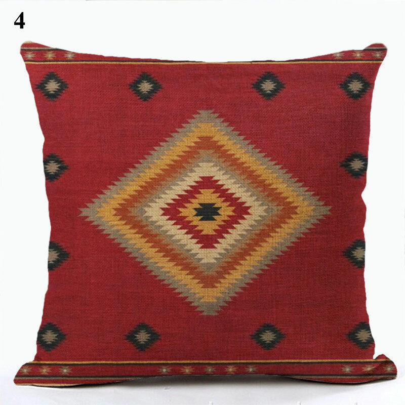 Ethnic Boho Mandala Print Linen Throw Pillow Case Sofa Cushion Cover Home Decor！