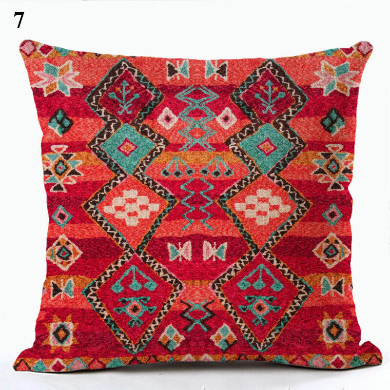 Ethnic Boho Mandala Print Linen Throw Pillow Case Sofa Cushion Cover Home Decor！