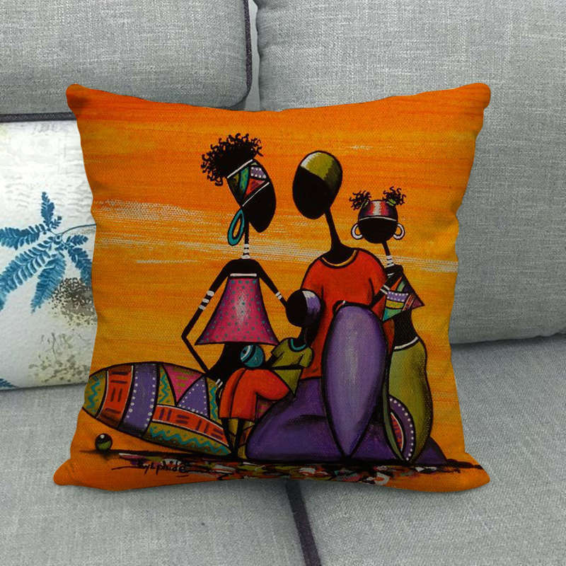 18" African Woman Home Decor Pillow Case Gallery Exotic Restaurant Cushion Cover