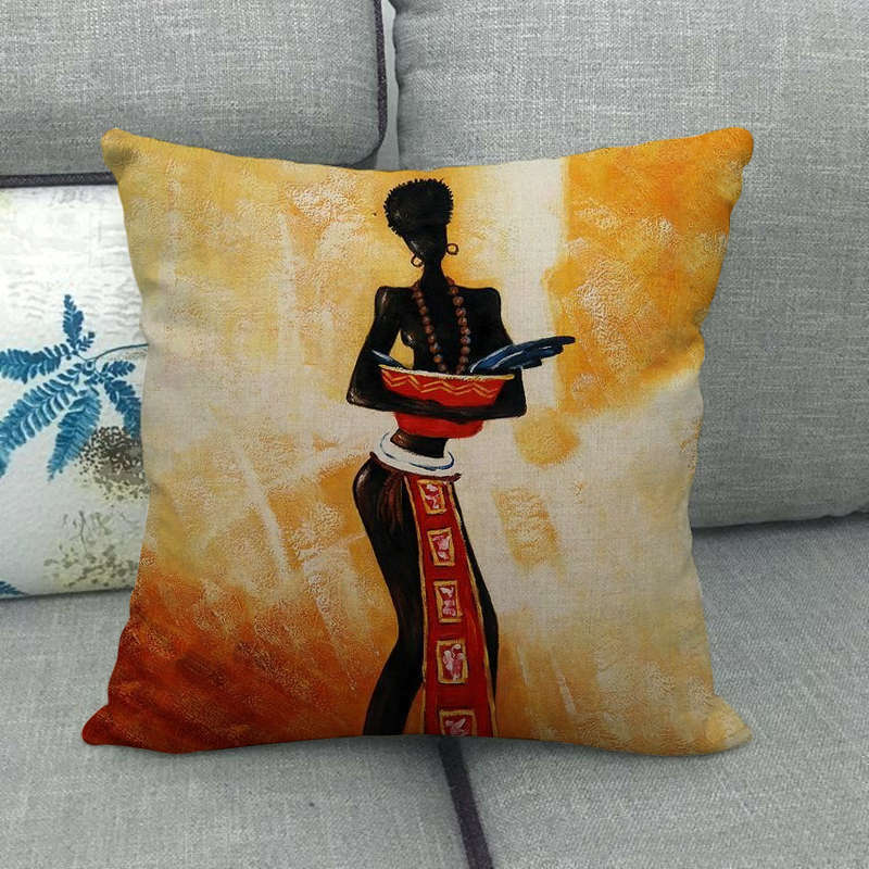 18" African Woman Home Decor Pillow Case Gallery Exotic Restaurant Cushion Cover