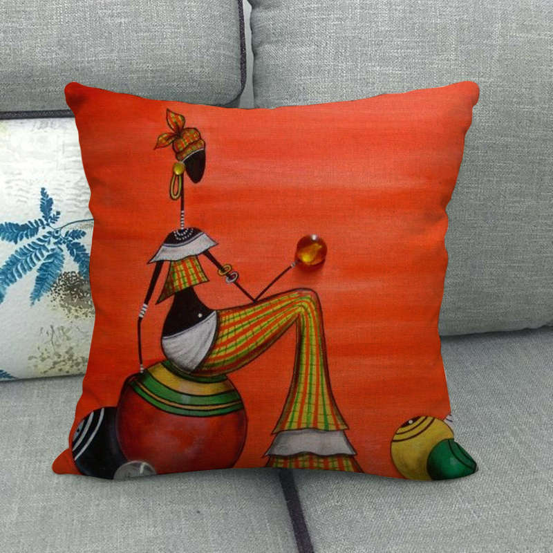 18" African Woman Home Decor Pillow Case Gallery Exotic Restaurant Cushion Cover